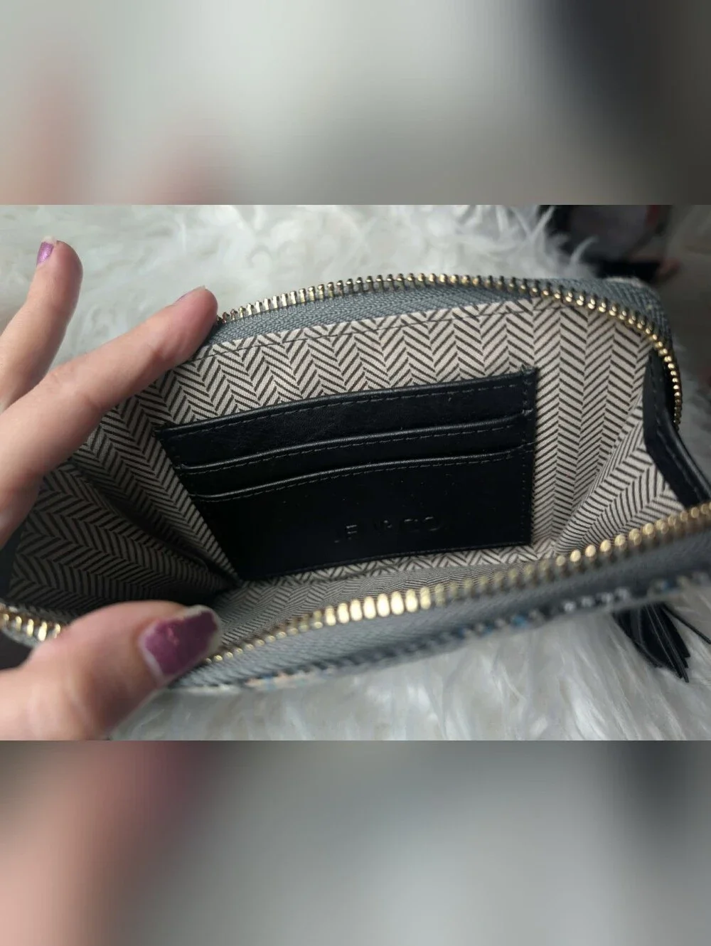 Nwot Plaid Gray Wristlet Keyring Wallet